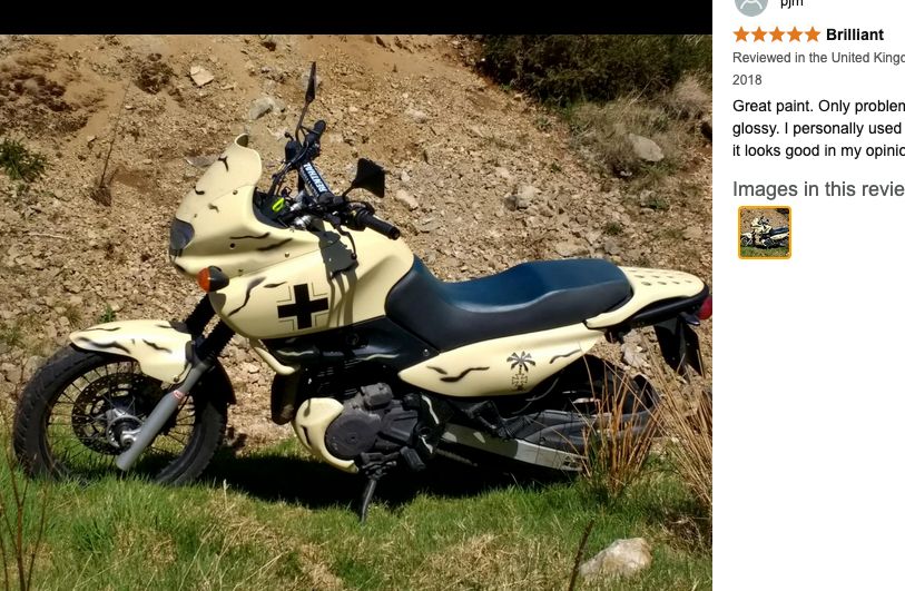 A modern motorbike painted up in Afrika Korps paint job