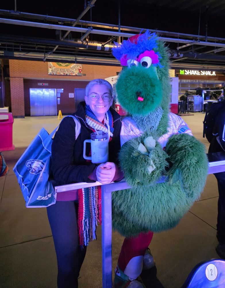 Regan with the Phillie Phanatic