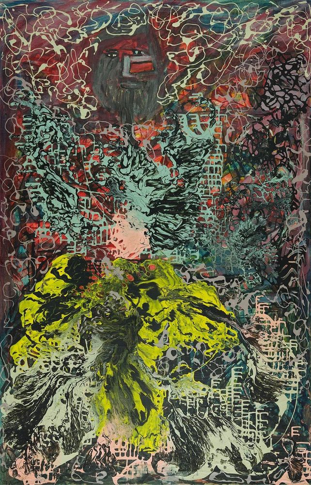 le tableau représente de l'art abstrait 