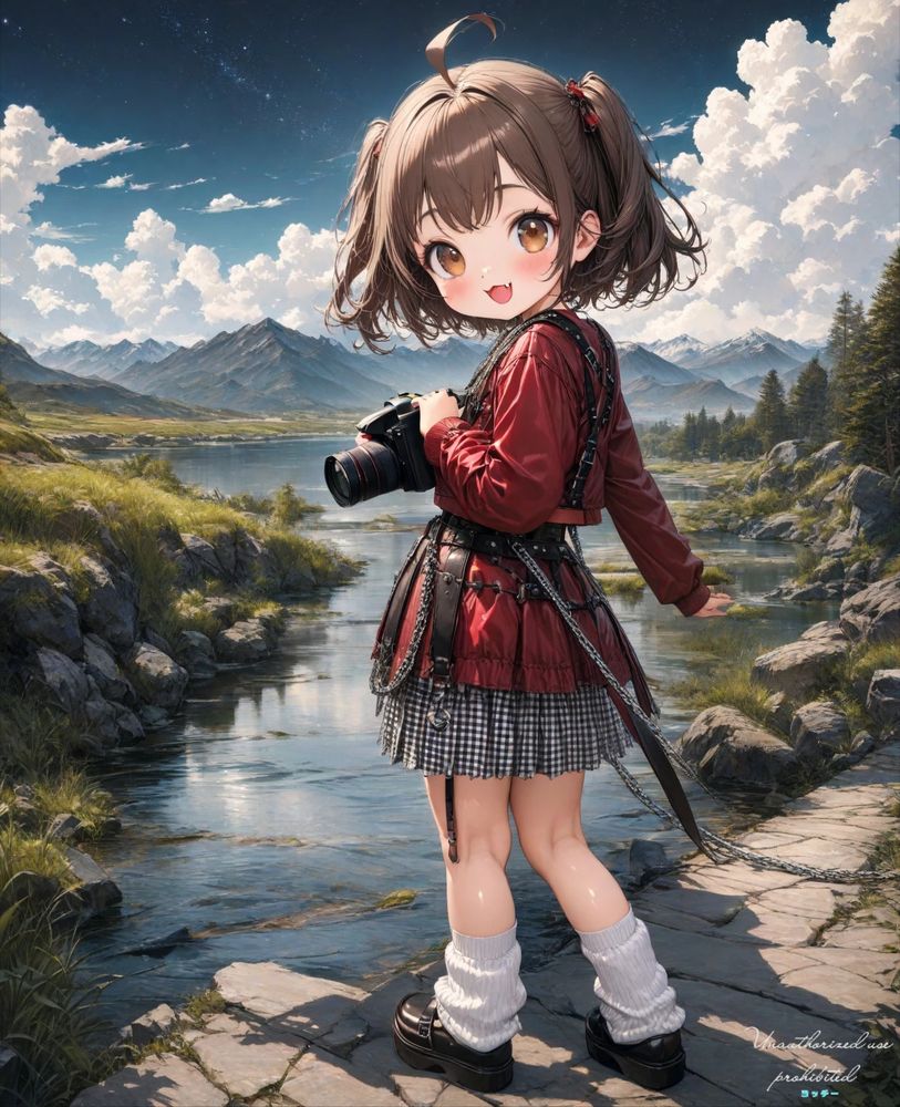 A slim-fitting, wine-red long-sleeved crop top with brown leather harness strap detailing, a high-waisted black and white gingham pleated skirt with metal chain and buckle embellishments, loose socks, and black platform shoes.