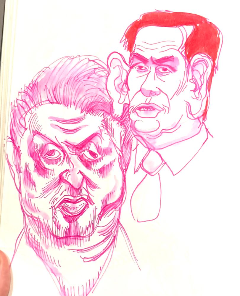 Sketchbook drawing of Sylvester Stallone and Marco Rubio