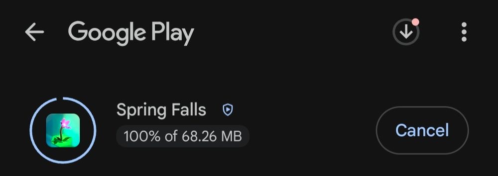 Google Play download screen showing Spring Falls. 
