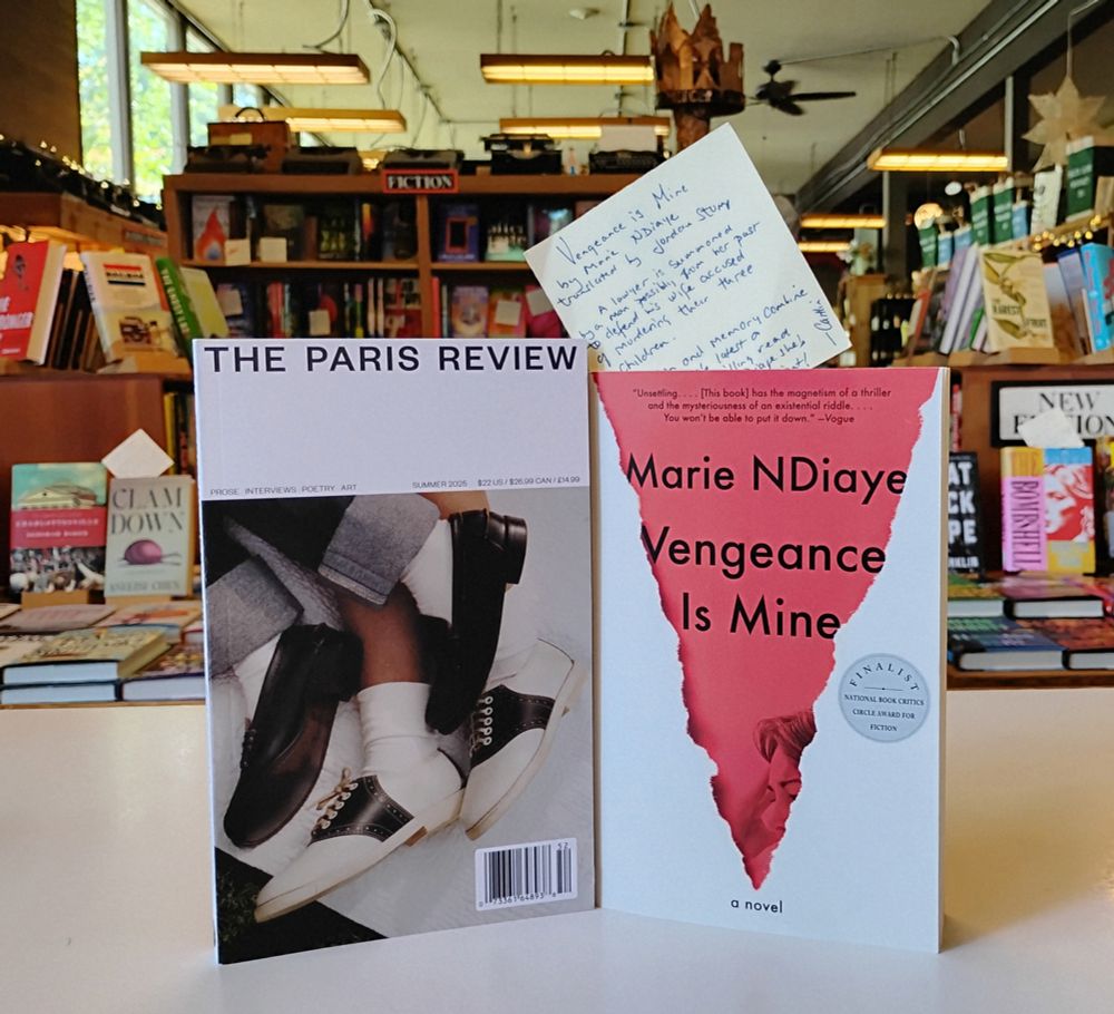 Copies of The Paris Review and Vengeance is Mine on the front counter at Island Books.
