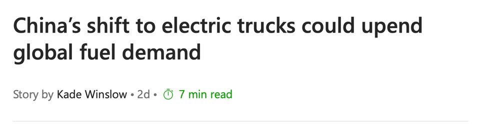 China's shift to electric trucks could upend global fuel demand. 