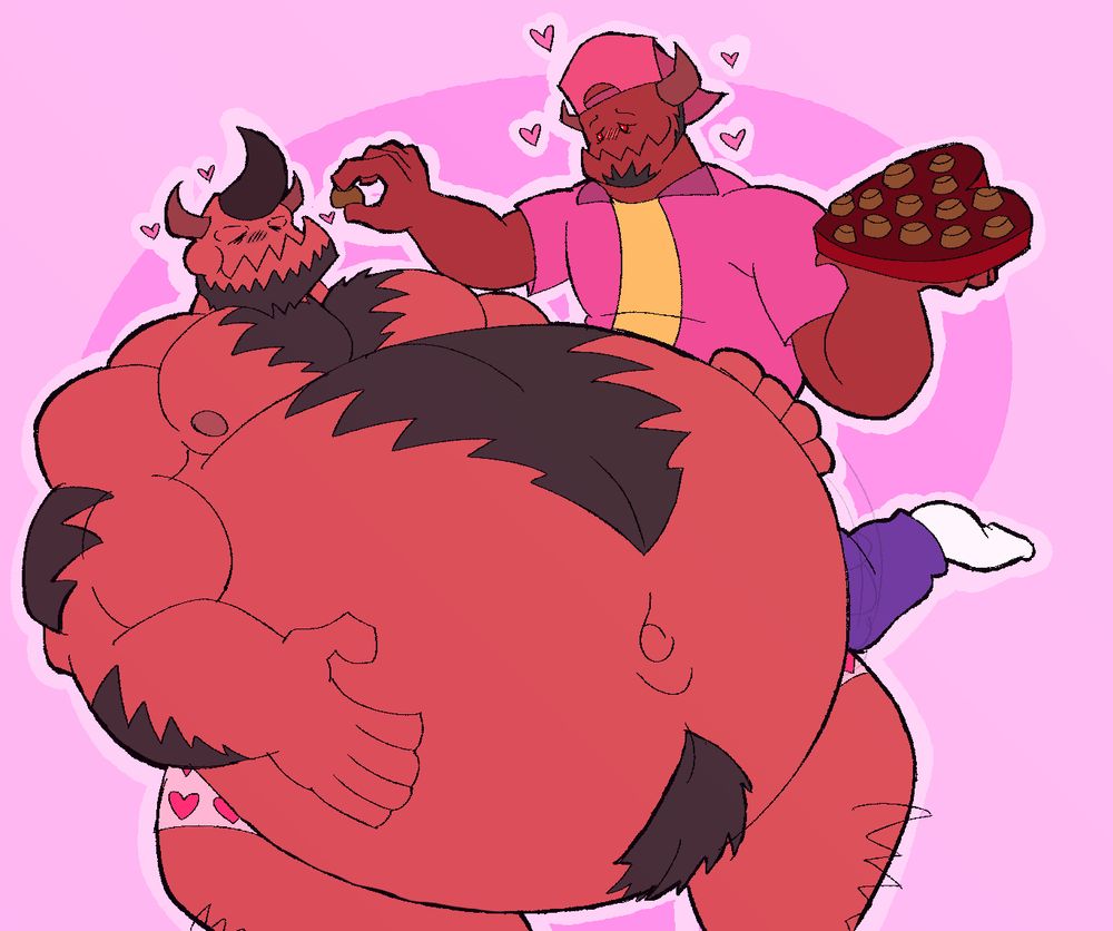 my demon boys vaughn and leif getting in on a real crazy valentine's chocolate feeding session