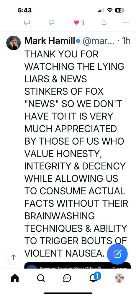 Words by mark hamil just like Newsom’s 