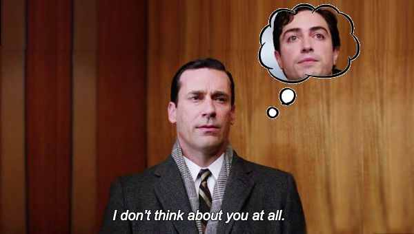 a crudely photoshopped wider-angle view of the scene, showing a thought bubble with Ginsberg's face in ti