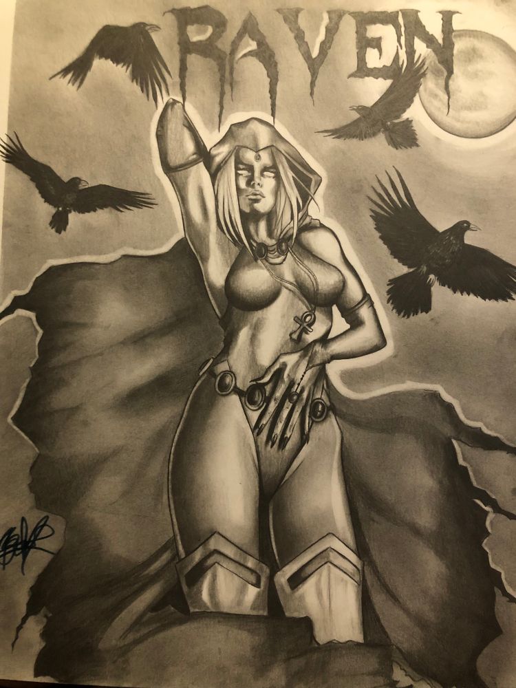 Raven from dcuo pencil sketch by