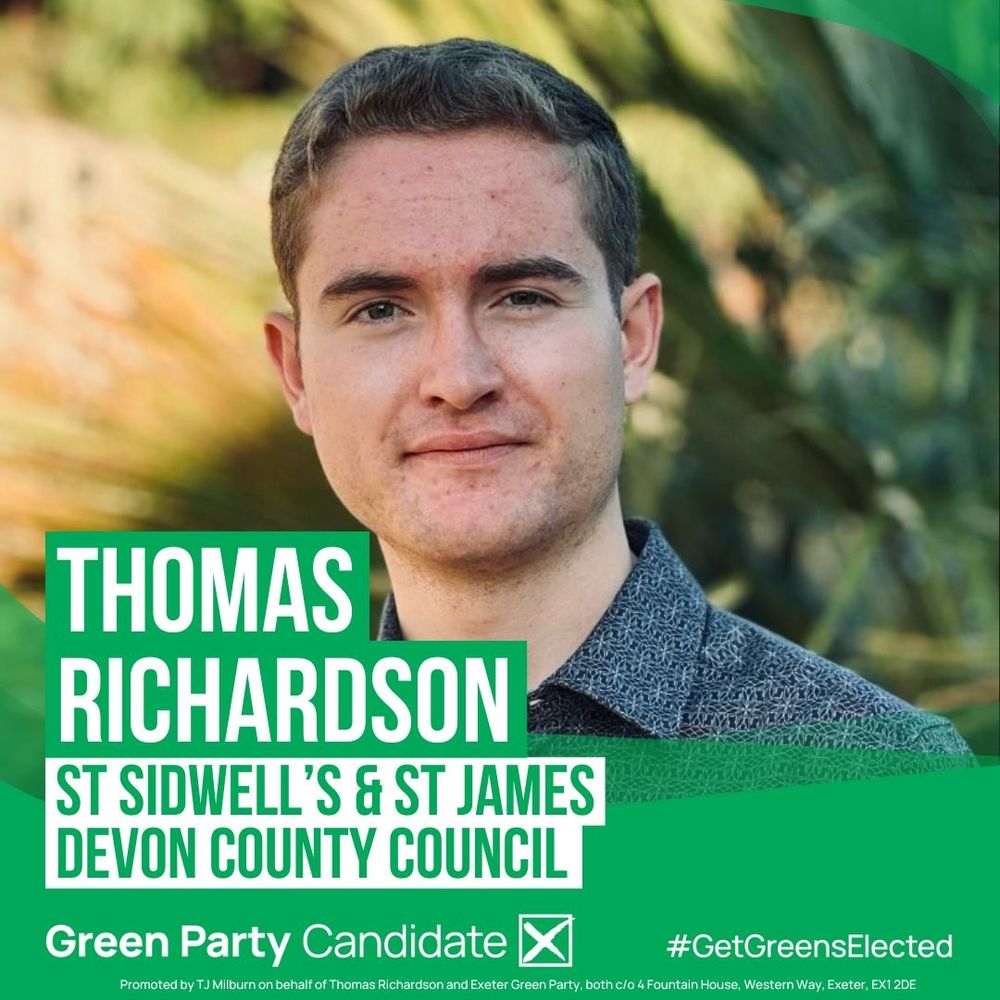 Image of Thomas Richardson, Green Party  Devon County Council candidate for St Sidwell’s and St James.