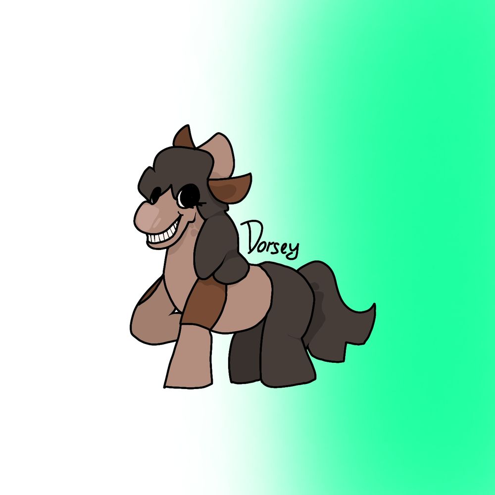 It used to have a spiky dorsal on its back, preventing anybody to sit on it. Now, they evolve to lose it because of friendship, a mutualism between dorseys and dumans.