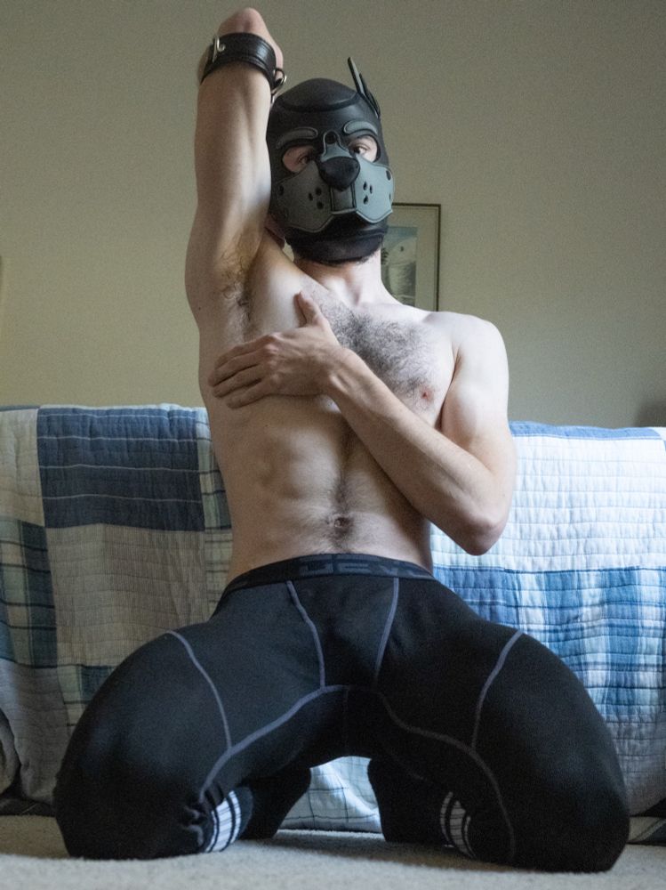 Cuffs is giving quads and armpit in sweaty, 2 days worn leggings, bulge showing through them.