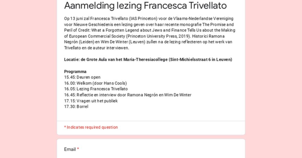 Aanmelding lezing Francesca Trivellato