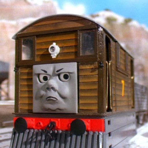 Toby the tram engine, from "Thomas the Tank Engine and Friends" '80s TV show, is not amused.