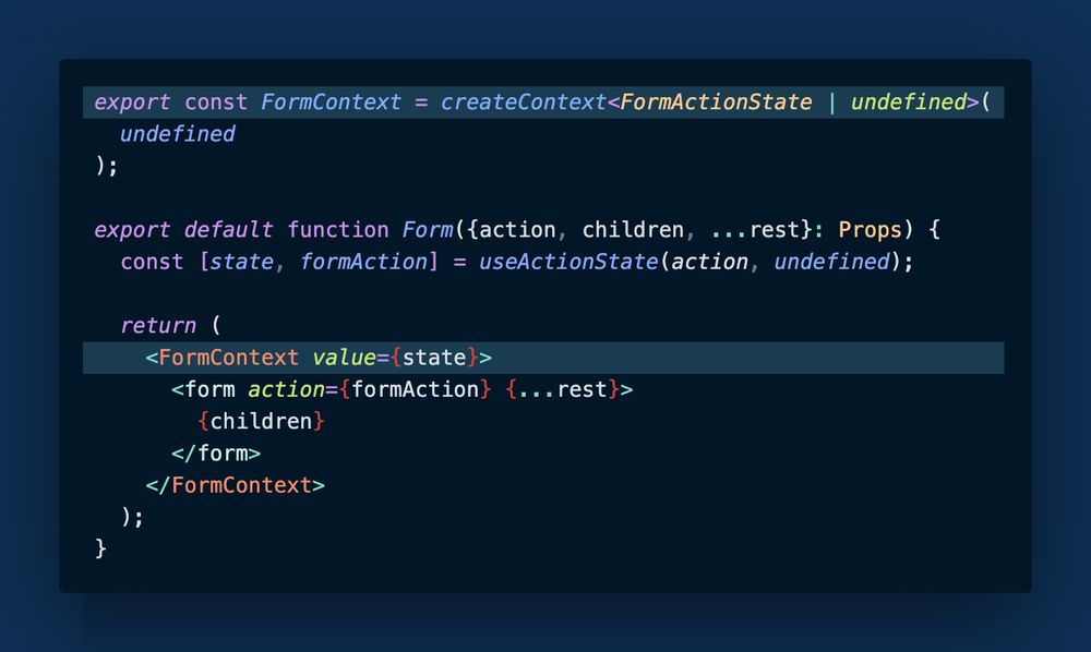 Code sample showing how a React Context can be used as a provider.
