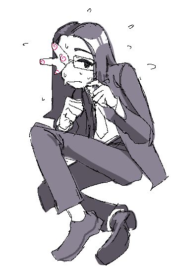 coral glasses from Ena Dream BBQ sitting while looking nervous and sweating