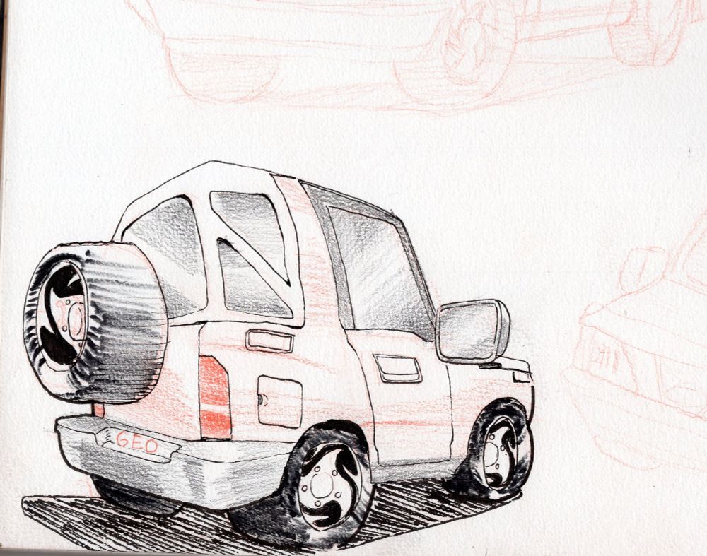 pen and ink doodle of a geo tracker 