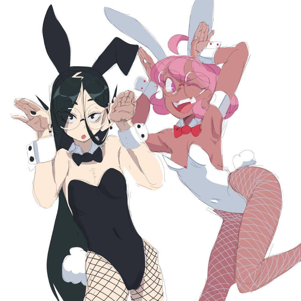 dork and oshii wearing bunnysuits for バニーの日 (bunny day for you baka gaijin)