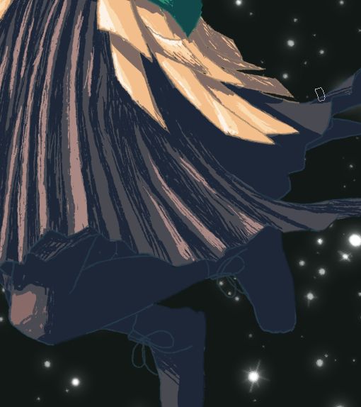 BABYMETALファンアートの描きかけ部分
星空背景にスカートと足が見えている