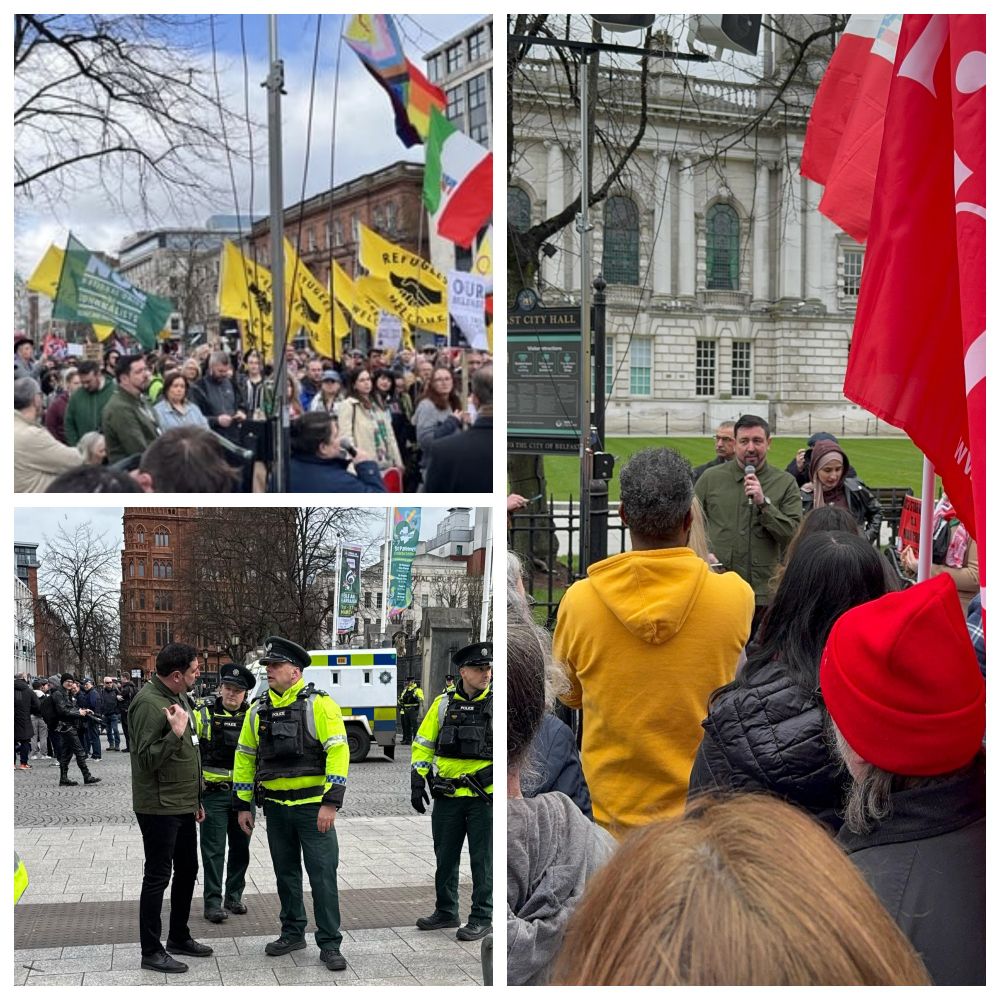 Pau Doherty at anti-racism rally in Belfast 