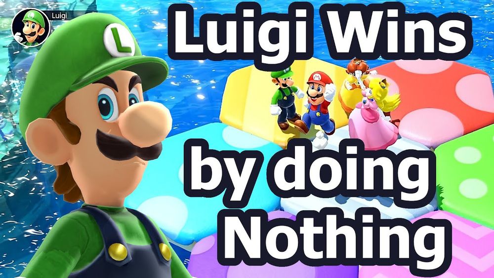 Thumbnail de un video que pone Luigi wins by doing nothing 
