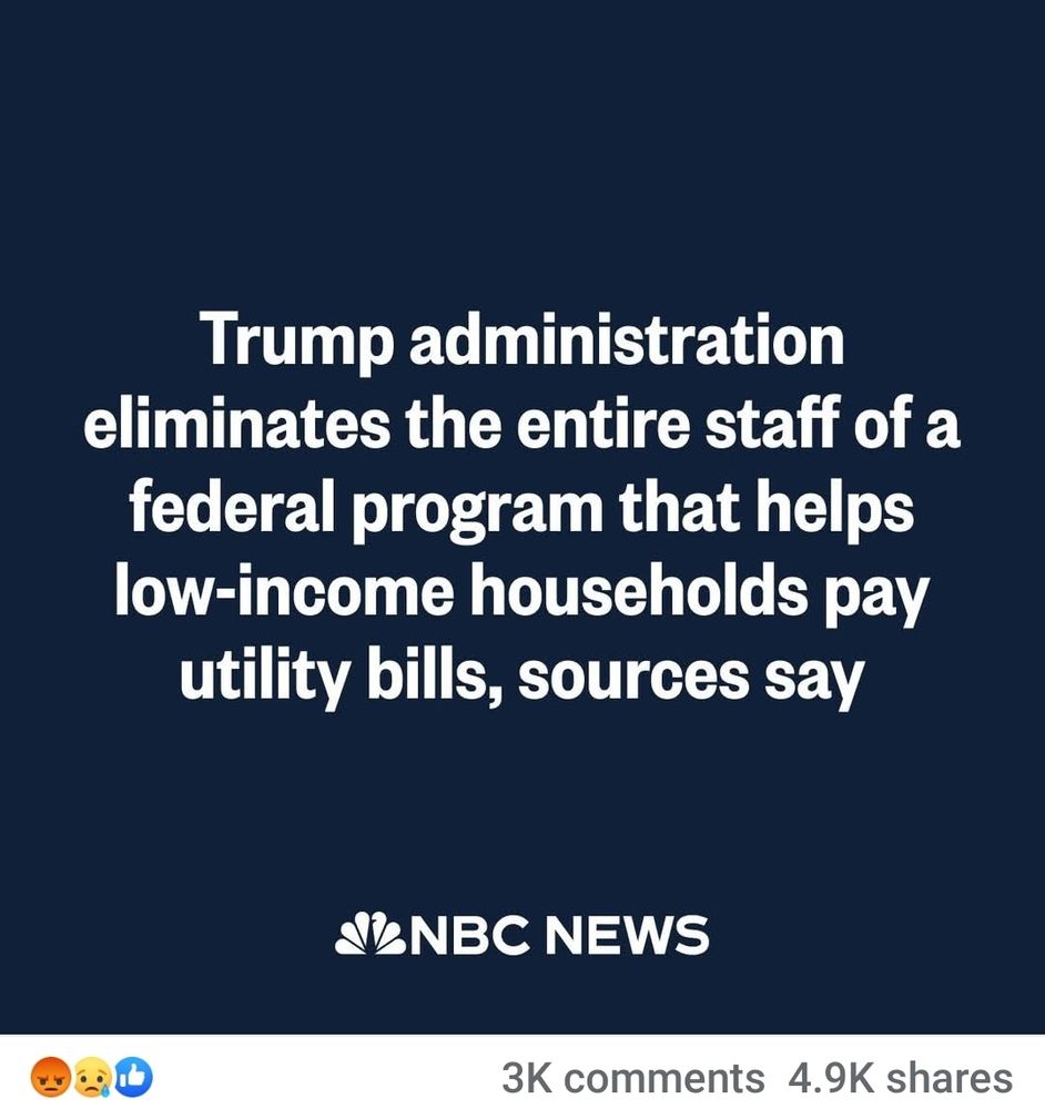 Trump administration eliminates the entire staff of a federal program that helps low-income households pay utility bills, sources say

NBC NEWS