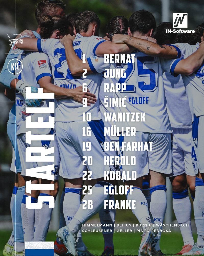 Aufstellung gegen Berlin:

1	bernat
2	Jung
6	rapp
9	Šimić
10	wanitzek
16	müller
19	ben farhat
20	herold
22	kobald
25	egloff
28	Franke

Bank: Himmelmann, Beifus, Burnic, Wäschenbach, Schleusener, Geller, Pinto Pedrosa