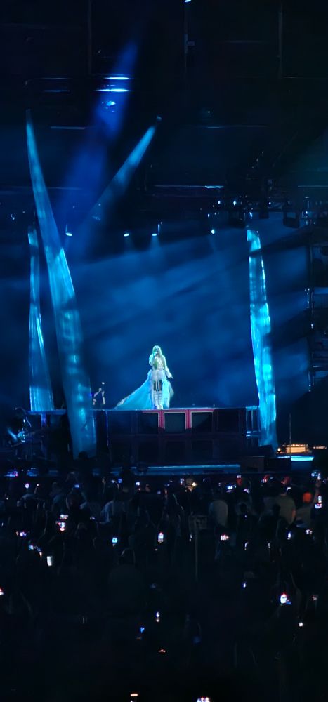 Avril Lavigne performing on stage 