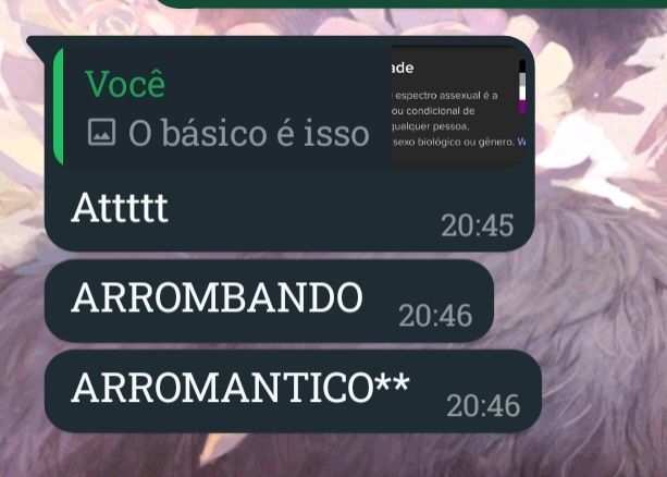 Mensagem onde a pessoa escreve Arromantico mas o corretor corrige para arrombando