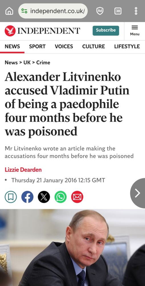 independent.co.uk/ Alexander Litvinenko ccused Vladimir Putin of being a paedophile four months before he was poisoned Mr Litvinenko wrote an article making the, accusations four months before he was poisoned Lizzie Dearden Thursday 21 January 2016 12:15 GMT