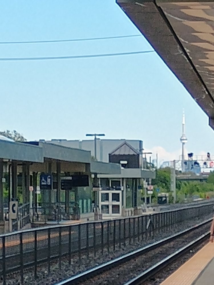 Weston train station, the CN Tower in the distance