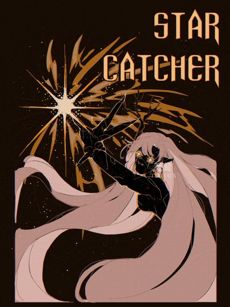 Leora in her void form is grabbing a star that emits orange flame. The text reads: star catcher. 