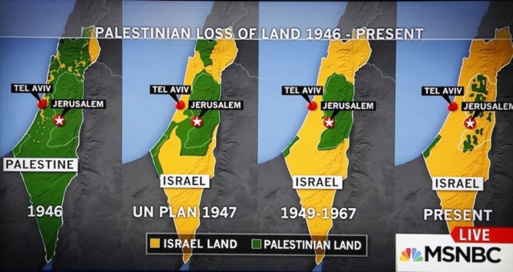 Last week, MSNBC aired a map showing the loss of Palestinian land to Zionist settlers and then to Israel from 1946 to the present. Following criticism from Israelis and their supporters…