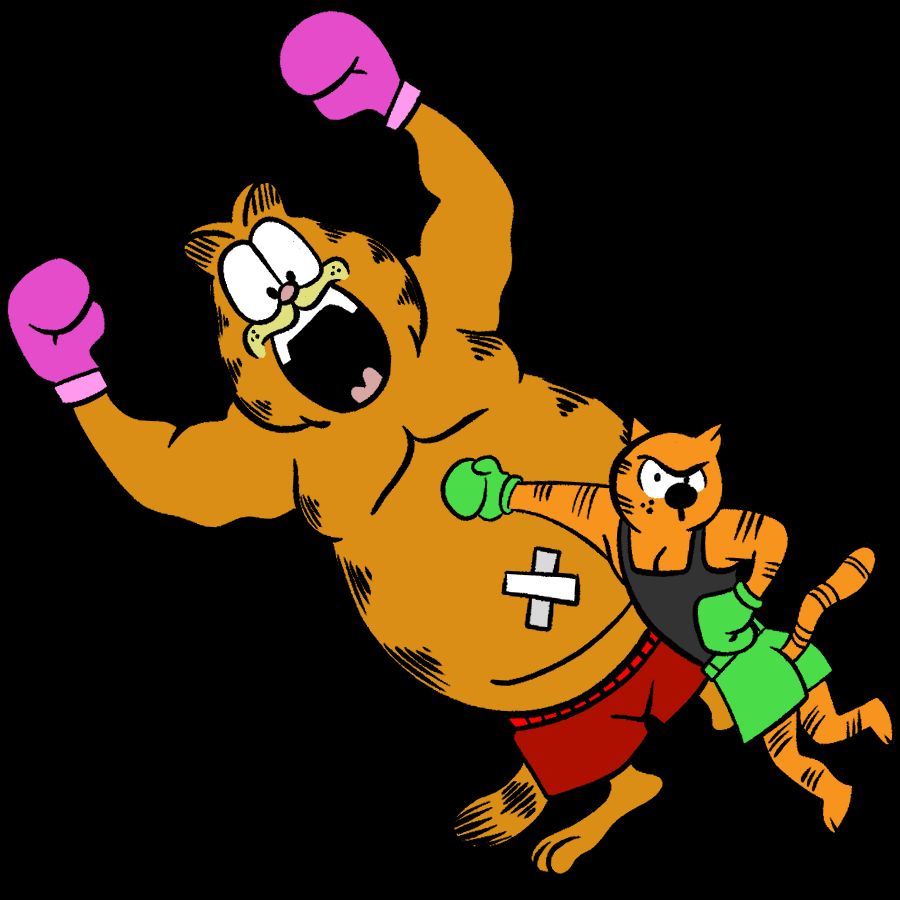 Punch Out parody with Garfield and Heathcliff.