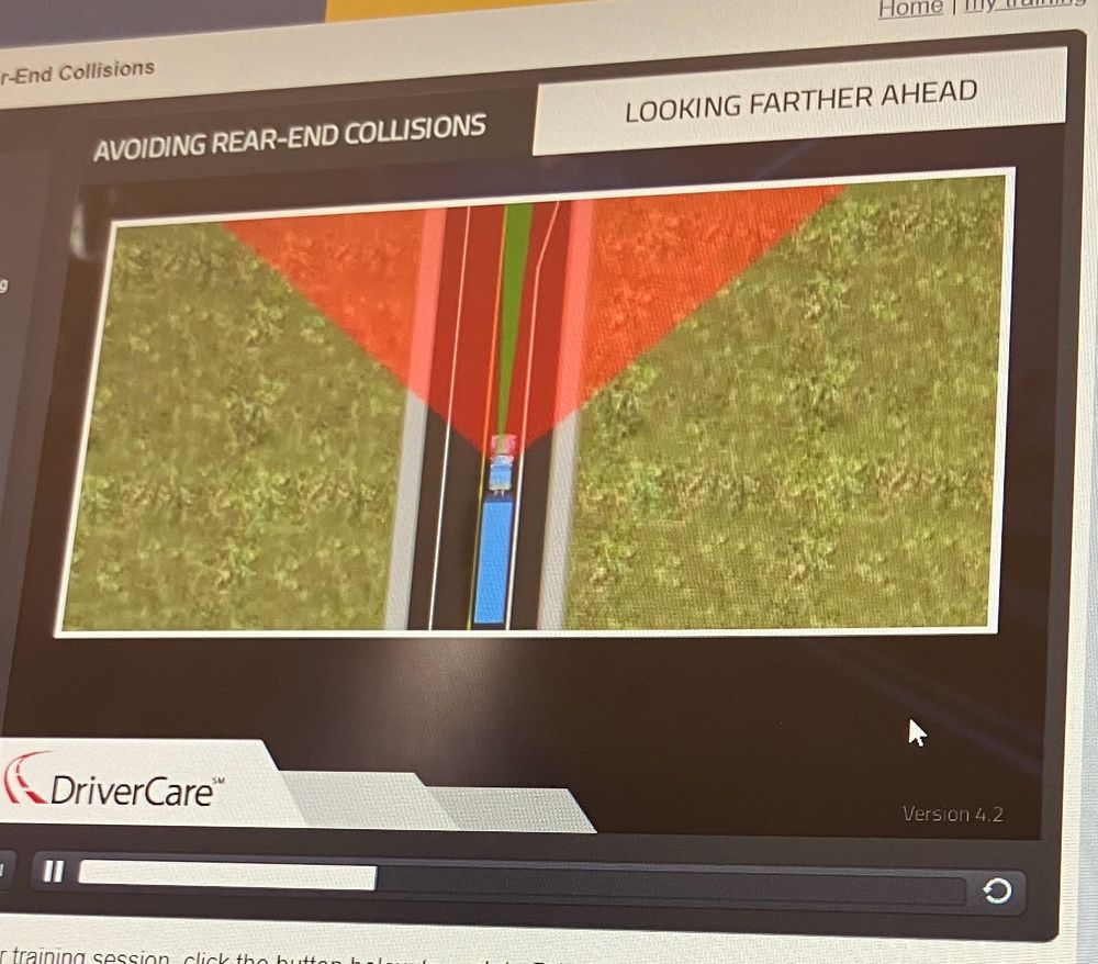 a photo taken of a computer screen that shows a semi truck drivers recommended viewing angles
