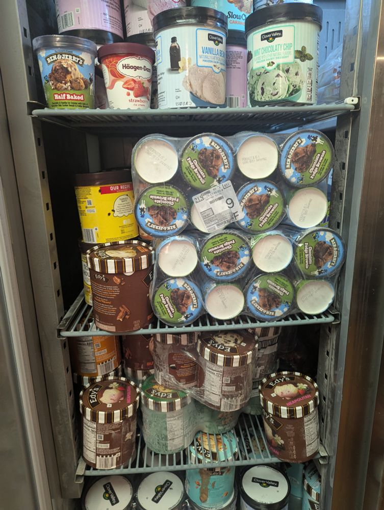 A freezer full of ice cream
