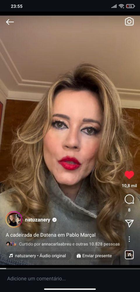 Natuza Neri toda maquiada e arrumada falando sobre o ocorrido em seu Instagram