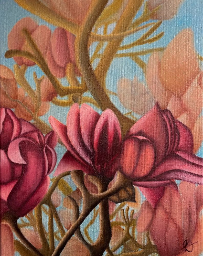 Árvore de magnólias. Acrílico e óleo sobre tela.