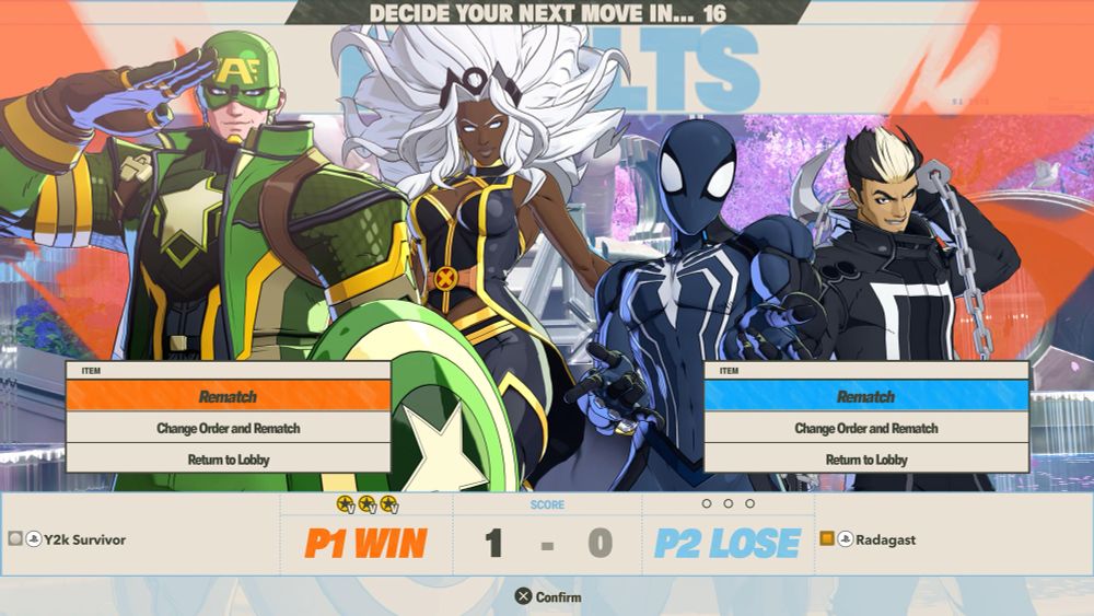 tela de vitória do marvel tōkon com capitão américa, tempestade, homem aranha e motoqueiro fantasma. 