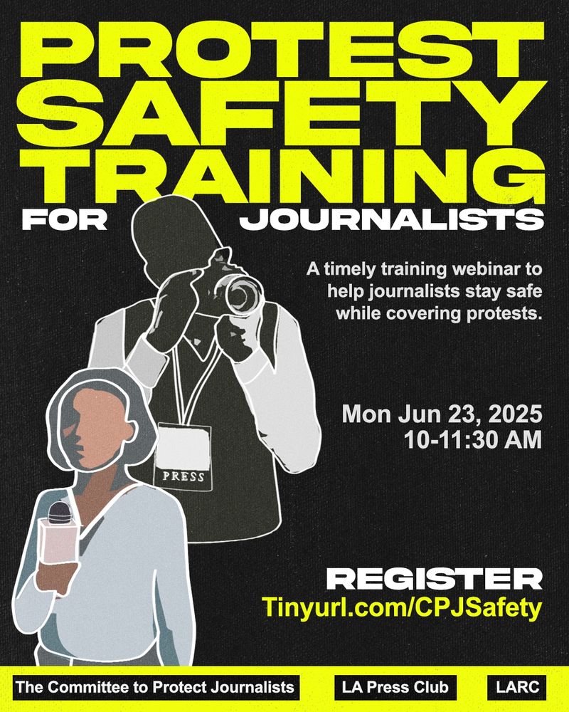 Flier for Protest Safety Training, directing people to same URL in post.