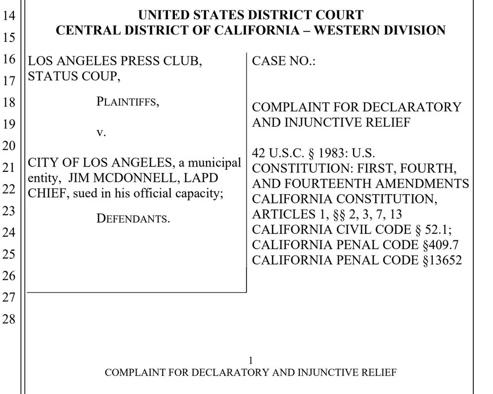 Cover sheet of lawsuit