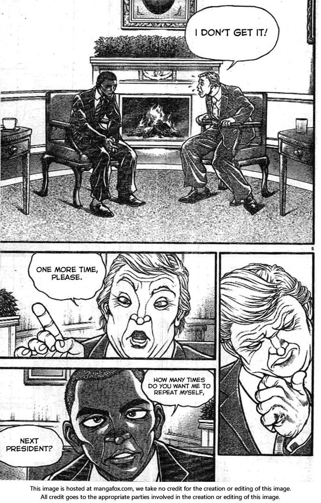 obama et trump discutent dans le manga Baki Dou