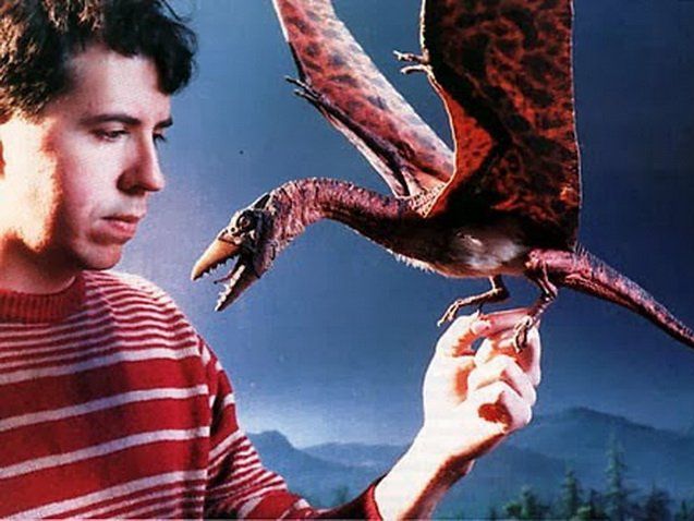 Mark Sullivan works with the stop-motion dinosaur in HOUSE II.