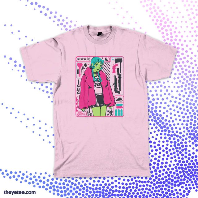 A product example of the Michelle t-shirt which comes in a pale pink colour.