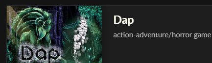 cover art for dap: an action-adventure/horror game