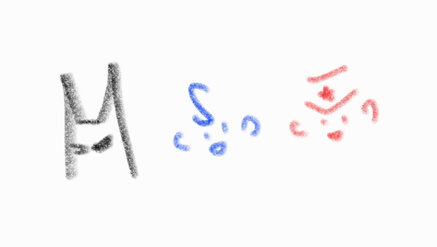 배트맨과 슈퍼맨과 원더우먼을 간단한 선으로 그린 그림