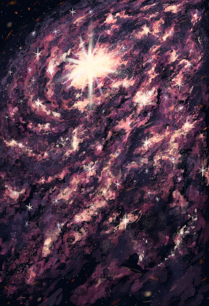 A tilted galaxy in infrared filled with stars. Some stars have 12 diffraction spikes (from the Nancy Grace Roman Telescope), some have 8 (from the James Webb space telescope), and some have both. In the background, faint galaxies can be seen. Two shadowed telescopes observe the stars (with ngrst on the left and jwst on the right)