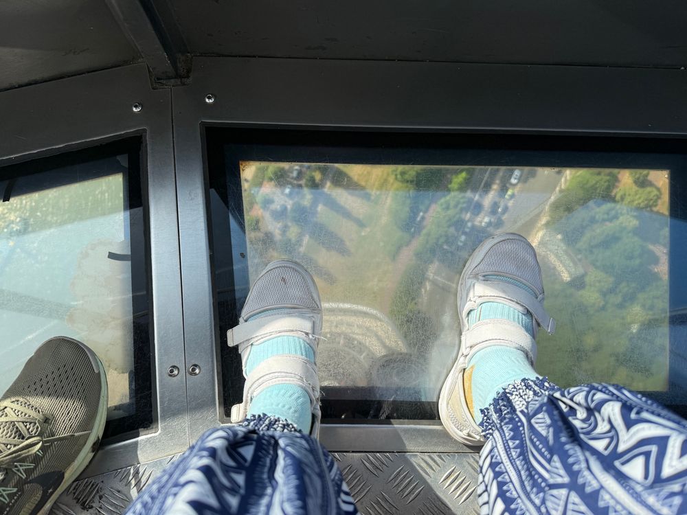 View from the glass floor of the Euromast tower 