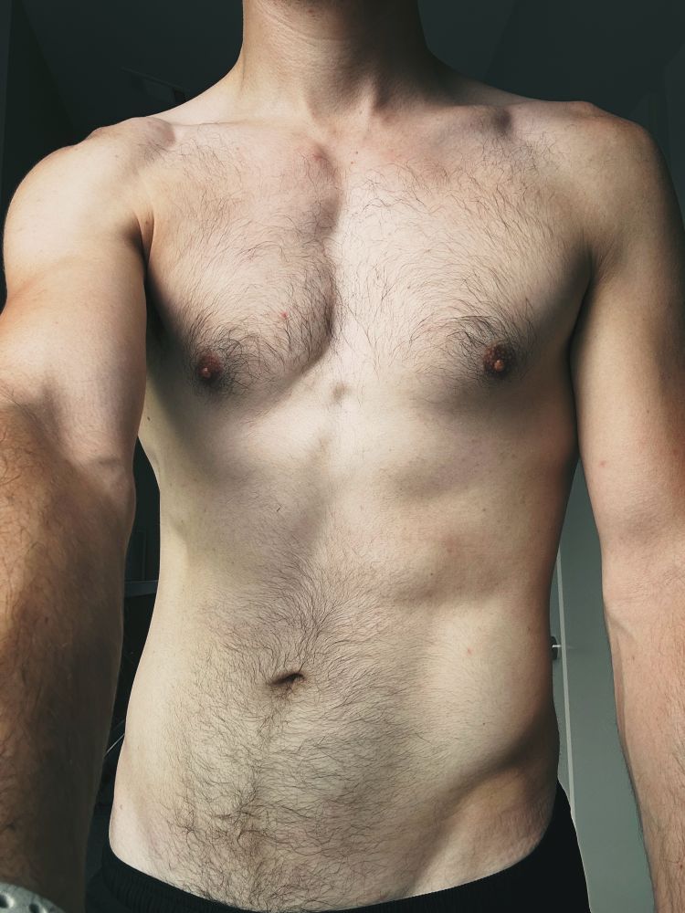 chest and stomach selfie 