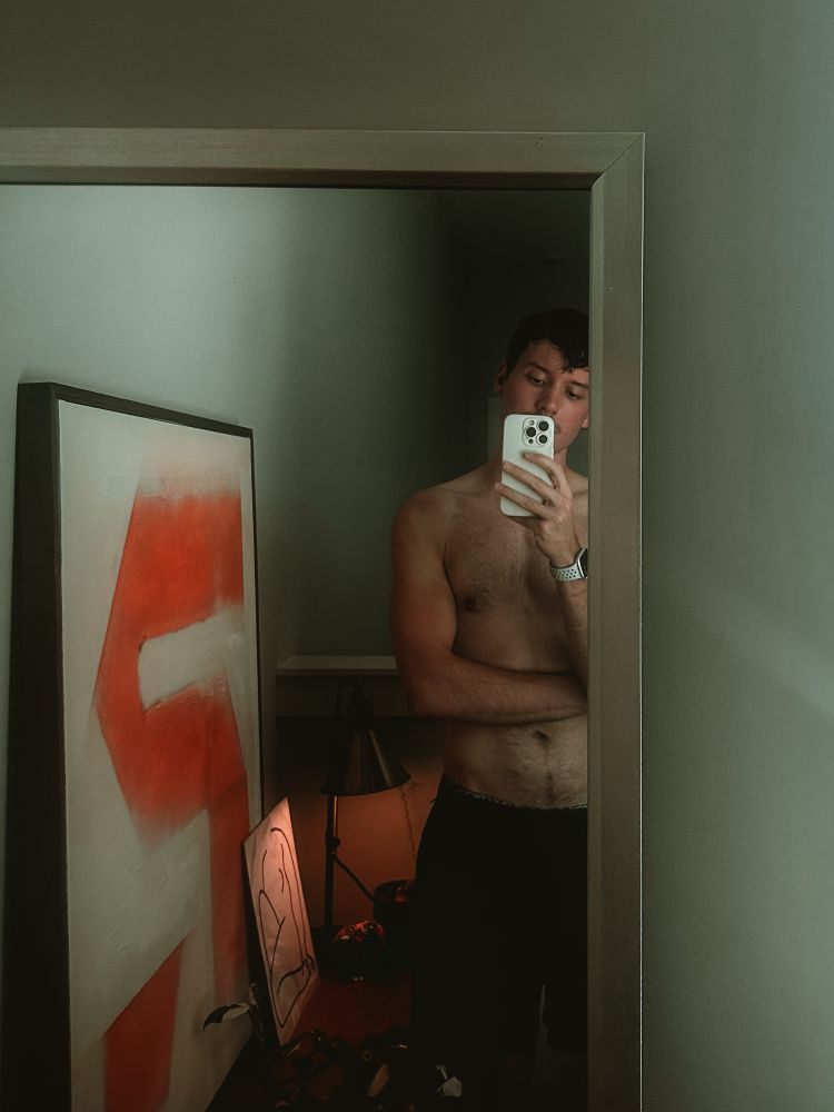 shirtless mirror selfie 