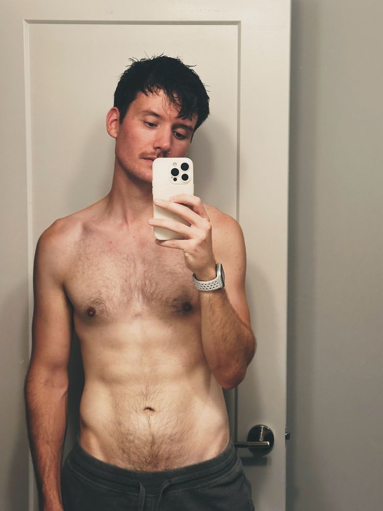 shirtless mirror selfie 